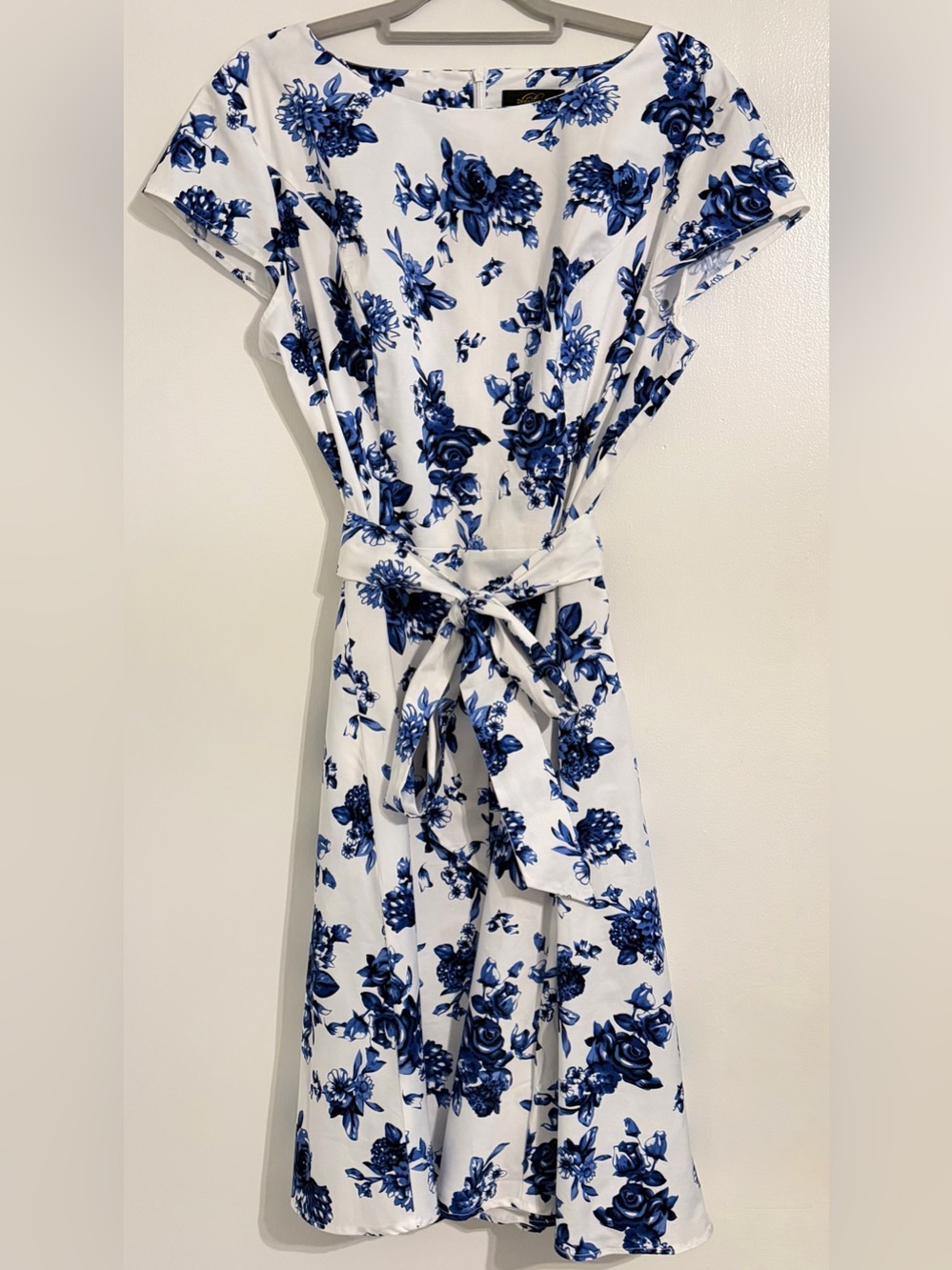 Dressystar Blue & White Floral Fit & Flare Dress Size 3XL